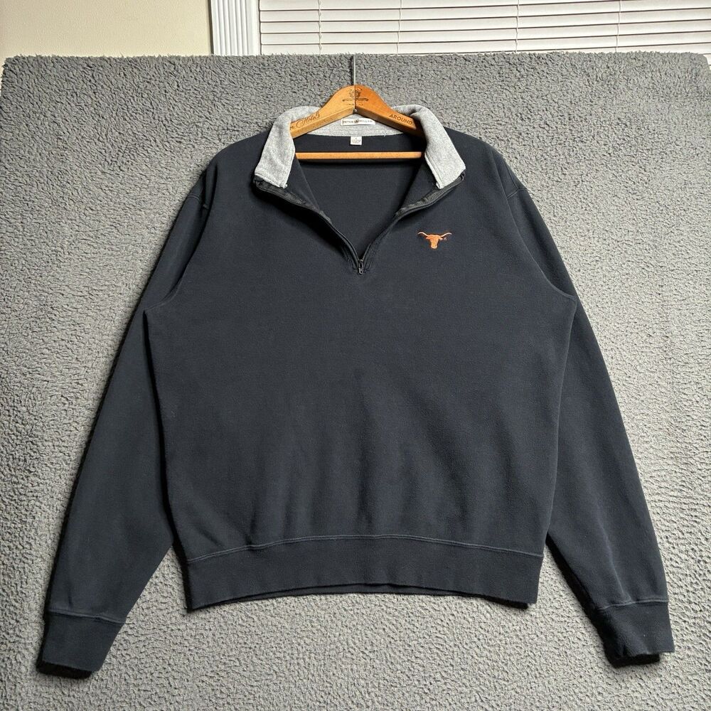 Peter Millar Texas Longhorns Pullover Jersey Mens Large 1/4 Zip Golf Sweatshirt